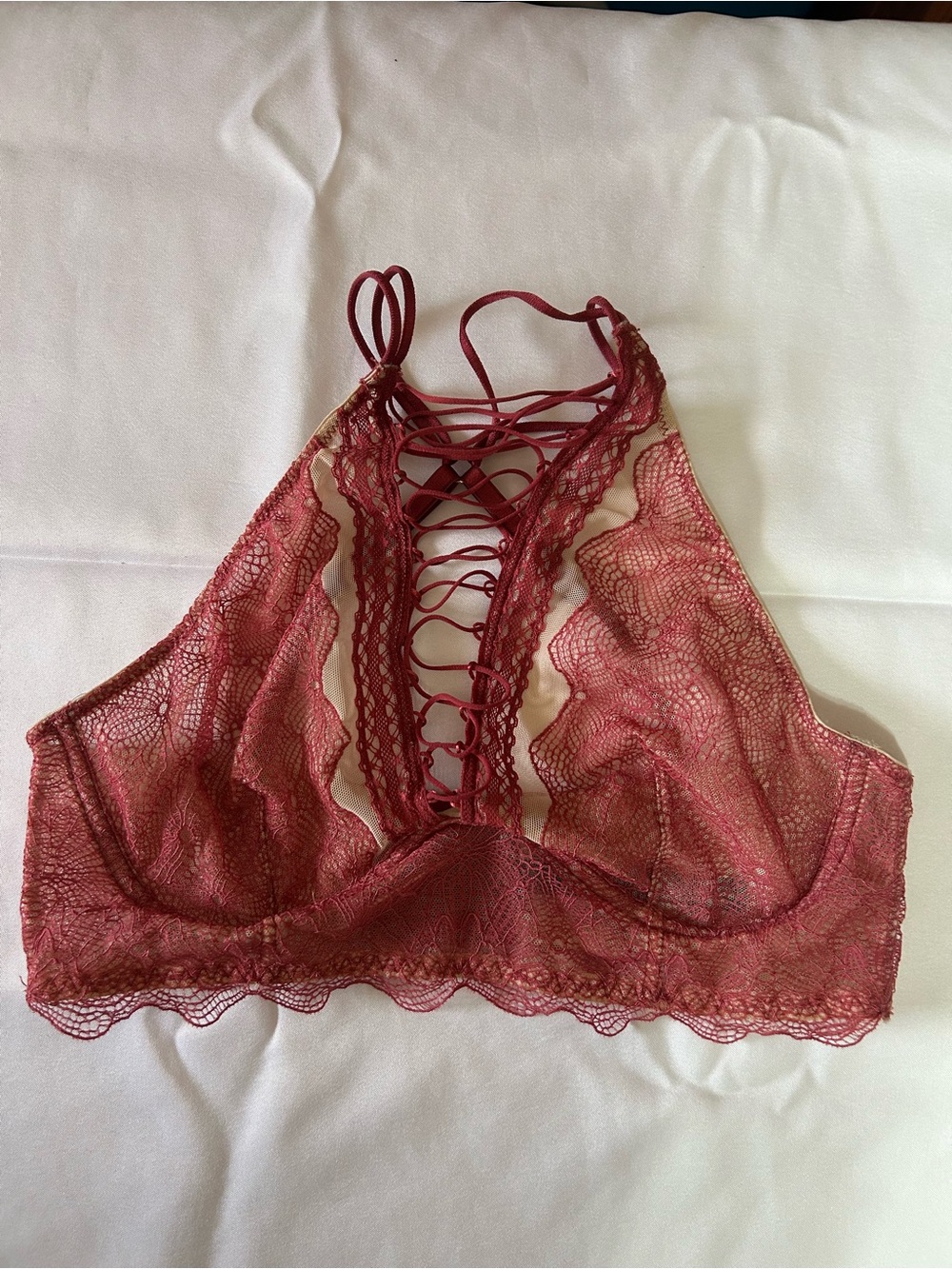 Victoria's Secret  dry Sexy Lace Halter Bralette with Front Lace-Up Medium